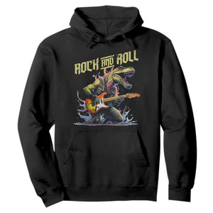Rock And Roll Hoodie Funny Dionasaur Playing Guitar TS14 Black Print Your Wear
