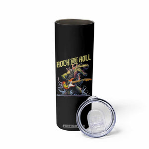 Rock And Roll Skinny Tumbler Funny Dionasaur Playing Guitar TS14 Print Your Wear