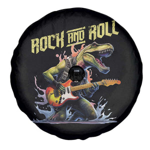 Rock And Roll Spare Tire Cover Funny Dionasaur Playing Guitar TS14 Print Your Wear