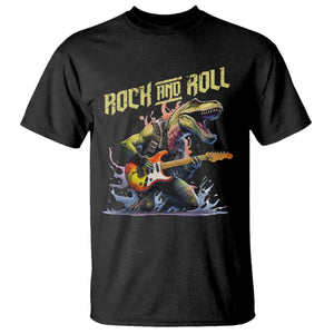 Rock And Roll T Shirt Funny Dionasaur Playing Guitar TS14 Black Print Your Wear