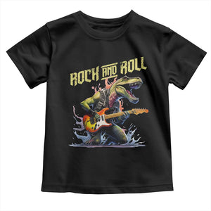 Rock And Roll Toddler T Shirt Funny Dionasaur Playing Guitar TS14 Black Print Your Wear