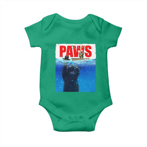 Funny Black Cat Baby Onesie PAWS Parody Kitten Mouse Humorous TS14 Irish Green Print Your Wear