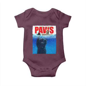 Funny Black Cat Baby Onesie PAWS Parody Kitten Mouse Humorous TS14 Maroon Print Your Wear