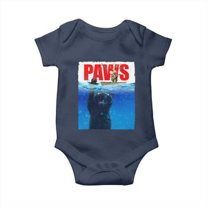 Funny Black Cat Baby Onesie PAWS Parody Kitten Mouse Humorous TS14 Navy Print Your Wear