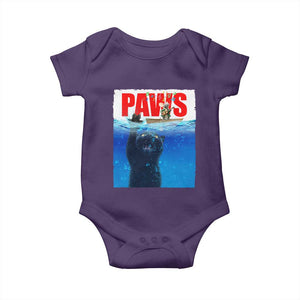 Funny Black Cat Baby Onesie PAWS Parody Kitten Mouse Humorous TS14 Purple Print Your Wear