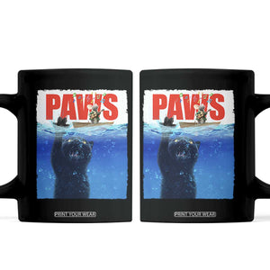 Funny Black Cat Coffee Mug PAWS Parody Kitten Mouse Humorous TS14 Black Print Your Wear