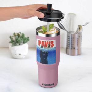 Funny Black Cat Flip Straw Tumbler PAWS Parody Kitten Mouse Humorous TS14 One Size: 30 oz Light Pink Print Your Wear