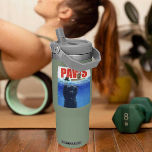 Funny Black Cat Flip Straw Tumbler PAWS Parody Kitten Mouse Humorous TS14 One Size: 30 oz Moss Green Print Your Wear