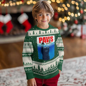 Funny Black Cat Ugly Christmas Sweater PAWS Parody Kitten Mouse Humorous TS14 Forest Green Beige Print Your Wear