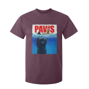 Funny Black Cat T Shirt For Kid PAWS Parody Kitten Mouse Humorous TS14 Maroon Print Your Wear