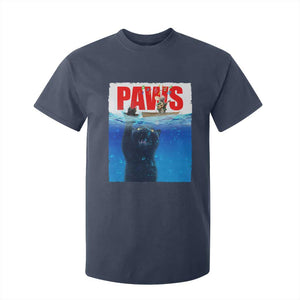 Funny Black Cat T Shirt For Kid PAWS Parody Kitten Mouse Humorous TS14 Navy Print Your Wear