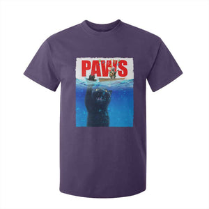Funny Black Cat T Shirt For Kid PAWS Parody Kitten Mouse Humorous TS14 Purple Print Your Wear