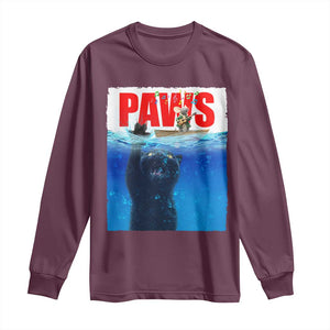 Funny Black Cat Long Sleeve Shirt PAWS Parody Kitten Mouse Humorous TS14 Maroon Print Your Wear