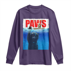 Funny Black Cat Long Sleeve Shirt PAWS Parody Kitten Mouse Humorous TS14 Purple Print Your Wear