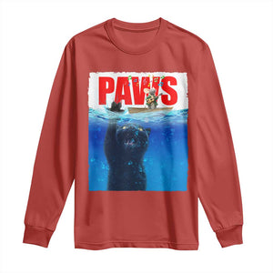 Funny Black Cat Long Sleeve Shirt PAWS Parody Kitten Mouse Humorous TS14 Red Print Your Wear