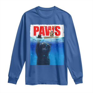 Funny Black Cat Long Sleeve Shirt PAWS Parody Kitten Mouse Humorous TS14 Royal Blue Print Your Wear
