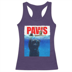 Funny Black Cat Racerback Tank Top PAWS Parody Kitten Mouse Humorous TS14 Purple Print Your Wear