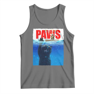 Funny Black Cat Tank Top PAWS Parody Kitten Mouse Humorous TS14 Black Heather Print Your Wear