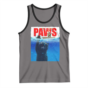 Funny Black Cat Tank Top PAWS Parody Kitten Mouse Humorous TS14 Deep Heather Black Print Your Wear