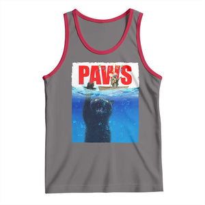 Funny Black Cat Tank Top PAWS Parody Kitten Mouse Humorous TS14 Deep Heather Red Print Your Wear