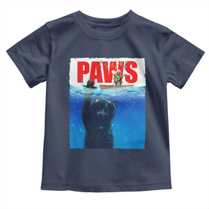 Funny Black Cat Toddler T Shirt PAWS Parody Kitten Mouse Humorous TS14 Navy Print Your Wear