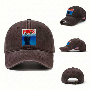 Funny Black Cat Washed Cotton Baseball Cap PAWS Parody Kitten Mouse Humorous TS14 Washed Cap Universal Fit Dark Brown Print Your Wear