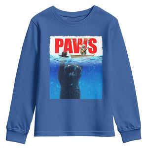Funny Black Cat Youth Sweatshirt PAWS Parody Kitten Mouse Humorous TS14 Royal Blue Print Your Wear