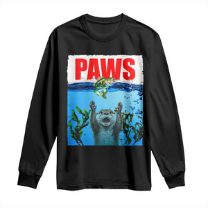 Paws Parody Long Sleeve Shirt Otter Chasing Bass Fish Ocean TS14 Black Print Your Wear
