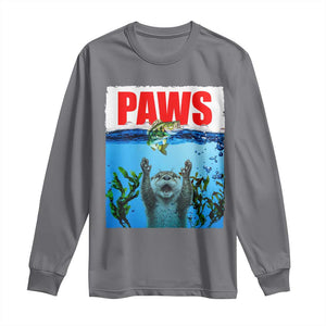 Paws Parody Long Sleeve Shirt Otter Chasing Bass Fish Ocean TS14 Charcoal Print Your Wear