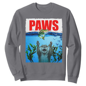 Paws Parody Sweatshirt Otter Chasing Bass Fish Ocean TS14 Charcoal Print Your Wear