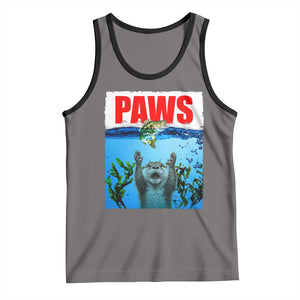 Paws Parody Tank Top Otter Chasing Bass Fish Ocean TS14 Deep Heather Black Print Your Wear