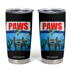 Paws Parody Tumbler Cup Otter Chasing Bass Fish Ocean TS14 Black Print Your Wear