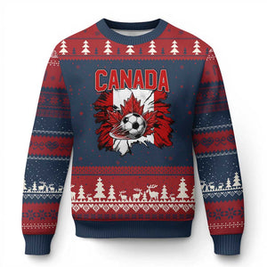 Canada Soccer Fan Ugly Christmas Sweater Canadian Football Game Day Suppoter