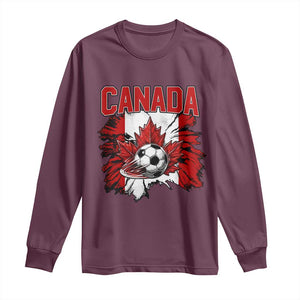 Canada Soccer Fan Long Sleeve Shirt Canadian Football Game Day Suppoter