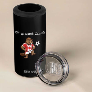 Off to Watch Canada 4 in 1 Can Cooler Tumbler Patriotic Canadian Beaver Football Soccer Fan Gift