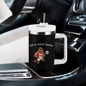 Off to Watch Canada Tumbler With Handle Patriotic Canadian Beaver Football Soccer Fan Gift