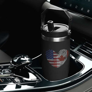 Half Canadian Half American USA Flag Canada America Flip Straw Tumbler