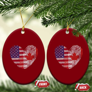 Half Canadian Half American USA Flag Canada America Ceramic Ornament