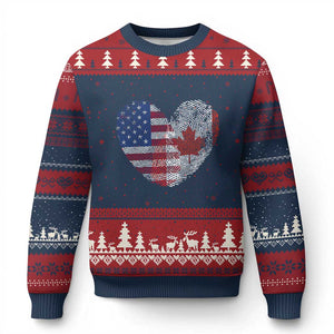 Half Canadian Half American USA Flag Canada America Ugly Christmas Sweater