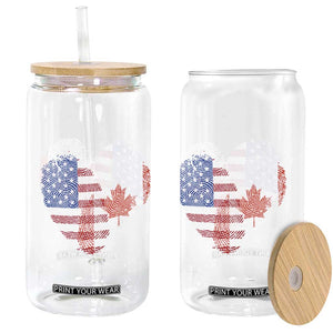 Half Canadian Half American USA Flag Canada America Glass Can