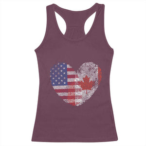 Half Canadian Half American USA Flag Canada America Racerback Tank Top