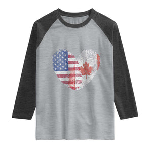 Half Canadian Half American USA Flag Canada America Raglan Shirt