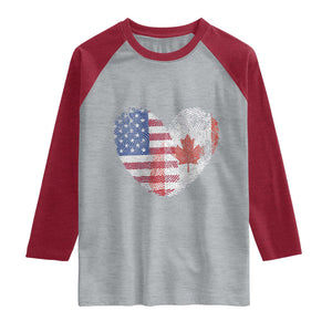 Half Canadian Half American USA Flag Canada America Raglan Shirt