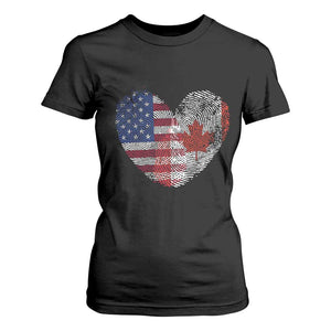 Half Canadian Half American USA Flag Canada America T Shirt For Women