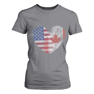 Half Canadian Half American USA Flag Canada America T Shirt For Women