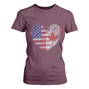 Half Canadian Half American USA Flag Canada America T Shirt For Women