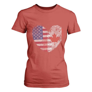 Half Canadian Half American USA Flag Canada America T Shirt For Women