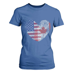Half Canadian Half American USA Flag Canada America T Shirt For Women