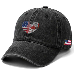 Half Canadian Half American USA Flag Canada America Washed Cotton Baseball Cap
