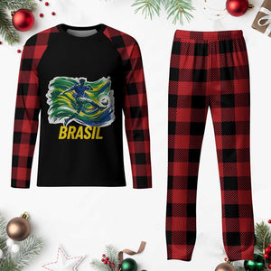 Brazil Soccer Brasil Flag Patriotic Sports Plaid Pajama Set Brazilian Football Fan Supporter